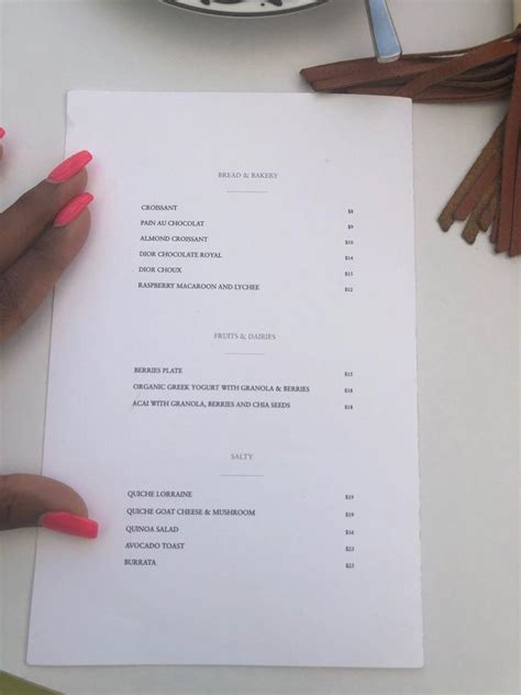 dior cafe miami menu price|cafe dior menu prices.